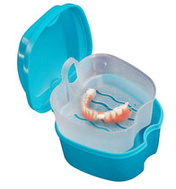 Cleaning Teeth Case Dental False Teeth Storage Box(Light Blue)