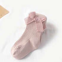 Spring And Autumn Girl Tights Bow Baby Knit Pantyhose Size: M 1-2 Years Old(Lotus Color)