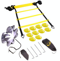 23 In 1 Football Training Agility Ladder + Logo Disc + Drag Umbrella Set( Yellow)