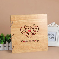 2 PCS 16 Inch Mahogany DIY Photo Album Commemorative Loose-Leaf Photo Album Creative Gift( Happy Everyday)