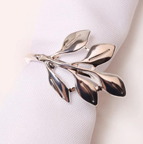 6 PCS Electroplating Leaf Shape Napkin Buckle Wedding Hotel Napkin Ring(Silver)