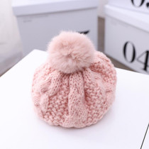 C0064 Hemp Pattern Children Knitted Beret Woolen Cap Autumn And Winter Warm Children Hat, Size: One Size(Pink)