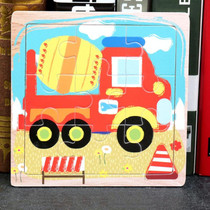 5 PCS KBX-017 Children Wooden Picture Puzzle Baby Early Education Toys(Cement Truck)