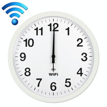 Smart Network Automatic Time Synchronization Wifi Wall Clock Modern Minimalist Silent Living Room Clock, Size:14 inch(White)