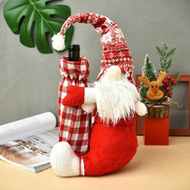Christmas Faceless Doll Wine Bottle Cover Santa Claus Dining Table Standing Doll Wine Bottle Cover Decoration(White)