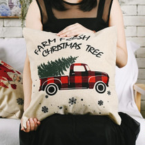 Christmas Decorations Linen Pillowcases Square Pillowcases Without Pillow Core(Red and Black Car)