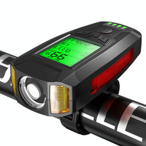 Front Light (With Fog Light) & Horn & Speedometer  Multifunctional Bicycle Mountain Bike Headlight(Code Watch (Black))