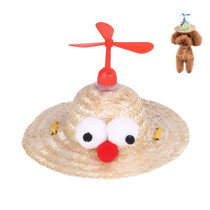 2 PCS Pet Bamboo Dragonfly Straw Hat Headdress Cat Dog Decoration, Size: M(Eye)