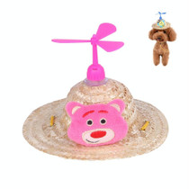 2 PCS Pet Bamboo Dragonfly Straw Hat Headdress Cat Dog Decoration, Size: L(Little Bear)