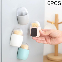 6 PCS Household Living Room Egg Shape Magnetic Suction Toothpick Box Refrigerator Magnetite Toothpick Holder Random Color Delivery