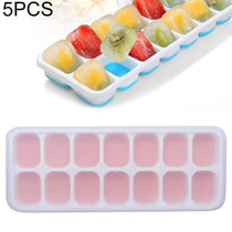 5 PCS 14 Grid Silicone Ice Grid Household Square Ice Grid Silicone Mold With Lid(Pink)