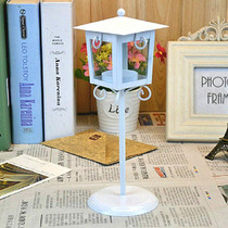Glass Retro Wrought Iron Street Lamp Candle Holder Home Wedding Decoration(White)
