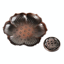 Plum Blossom Carved Incense Plate Incense Stick Suitable for Vertical Incense Burner Incense Holder(Red Copper)