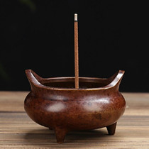 Binaural Incense Burner Pure Copper Household Small Indoor Antique Incense Burner, Style:Three-foot Xuande Furnace