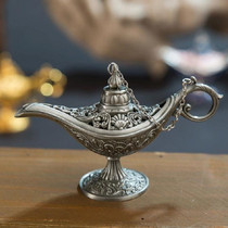 Aladdin Magic Lamp Metal Crafts Wish Lamp Aromatherapy Home Creative Decoration Gift(Old Tin)