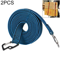 2 PCS 2m Elastic Strapping Rope Packing Tape for Bicycle Motorcycle Back Seat with Hook (Blue)