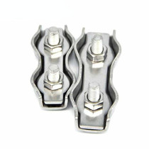 5 PCS 304 Stainless Steel Plate Single Clip Double Clamp Wire Rope Clamp, Specification:M5, Style:Double Clip