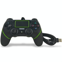 For PS4 Handle Wired Handle Cable Game Controller( Black Green)