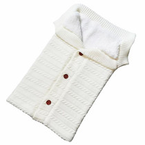 Warm Soft Cotton Knitting Envelope Newborn Baby Sleeping Bag(White)