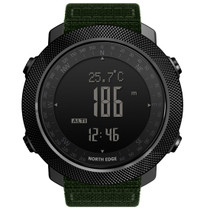 NORTH EDGE Multi-function Waterproof Outdoor Sports Electronic Smart Watch, Support Humidity Measurement / Weather Forecast / Speed Measurement, Style: Nylon Strap(Green)