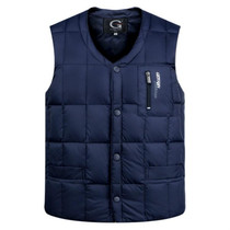 White Duck Down Jacket Vest Men Middle-aged Autumn Winter Warm Sleeveless Coat, Size:XXL(Blue)