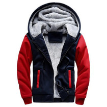 Winter Parka Men Plus Velvet Warm Windproof Coats Large Size Hooded Jackets, Size: XL(Red)