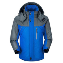 Men Winter Thick Fleece Waterproof Outwear Down Jackets Coats, Size: XXXL(Blue)