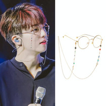 Star Style Stained Glass Presbyopic Myopic Eyeglasses Chain(Gold)