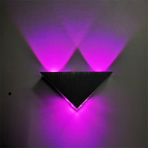 3W Aluminum Triangle Wall Lamp Home Lighting Indoor Outdoor Decoration Light, AC 85-265V(Purple Light)