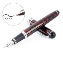 X750 Stationery Stainless Steel Fountain Pen Medium Nib Ink Pens School Oiifice Gift, Nib Size:1.1mm(Red Pattern)
