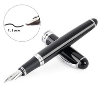 X750 Stationery Stainless Steel Fountain Pen Medium Nib Ink Pens School Oiifice Gift, Nib Size:1.1mm(Black)