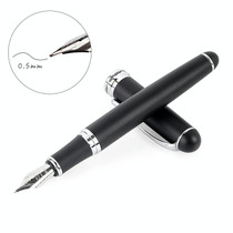 X750 Stationery Stainless Steel Fountain Pen Medium Nib Ink Pens School Oiifice Gift, Nib Size:0.5mm(Matte Black)