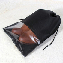 10 PCS Waterproof Shoes Storage Bag Pouch Portable Travel Organizer Drawstring Bag Cover Non-Woven Organizer, Size:27x36cm(Black)
