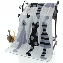 Cute Cat Cotton Gauze Cartoon Adult Bath Towel Home Textile Large Towel Bathrobe Camping Sport Beach Towel Children Blanket(Grey)
