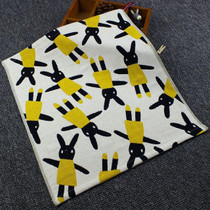 Cotton three-layer Gauze Square Cotton Towel Cartoon Hanging Towel(Yellow rabbit)