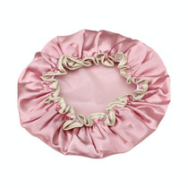 Lovely Thick Women Satin Colorful Double Waterproof Hair Cover Bathing Cap(Pink)