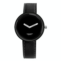 Simple Style Round Dial Matte Leather Strap Quartz Watch for Men / Women(Black)