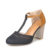Thick Heel Suede Versatile High Heel Sandals for Women, Shoe Size:36(Black)