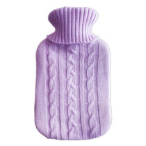 Hot Water Bottle Solid Color Knitting Cover (Without Hot Water Bottle) Water-filled Hot Water Soft Knitting Bottle Velvet Bag(Light purple)