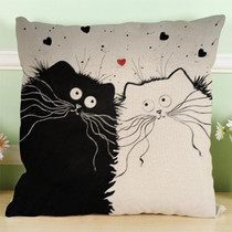 MUQGEW Vintage White and Black Cat Dog Cute Pillow Sofa Cushion Home Car Decor(3)