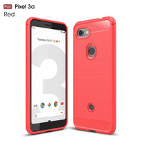 Brushed Texture Carbon Fiber TPU Case for Google Pixel 3a(Red)