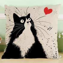 MUQGEW Vintage White and Black Cat Dog Cute Pillow Sofa Cushion Home Car Decor(4)