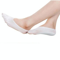 5 Pairs  Female Socks Five Toe Sock Slippers Invisibility for Solid Color Crew Socks(White)
