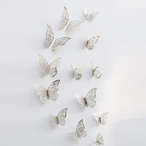 3D Wallpaper Home Decoration Hollow Butterfly Fridge Wall Stickers(Hollow Butterfly C type Silver)