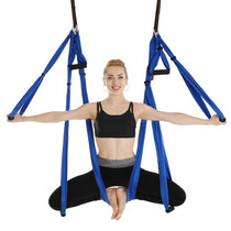 6 Handles Bodybuilding Handstand Inelasticity Aerial Yoga Hammock(Sapphire Blue)