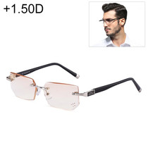 Men Anti Fatigue & Blue-ray Rimless Rhinestone Trimmed Presbyopic Glasses, +1.50D