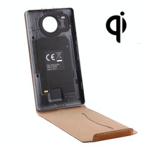 Vertical Flip Genuine Leather Case + QI Wireless Standard Charging Back Cover For Microsoft Lumia 950 XL(Brown)