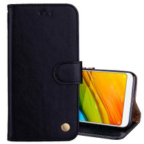 For Xiaomi Redmi 5 Oil Wax Texture Horizontal Flip Leather Case with Holder & Card Slots & Wallet(Black)