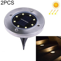 2 PCS 8 LEDs IP44 Waterproof Solar Powered Buried Light, SMD 5050 Under Ground Lamp Outdoor Path Way Garden Decking LED Light