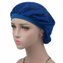 Coconut Nightcap Air Conditioning Cap Long Hair Cap Wide Band Satin Bonnet(Blue)